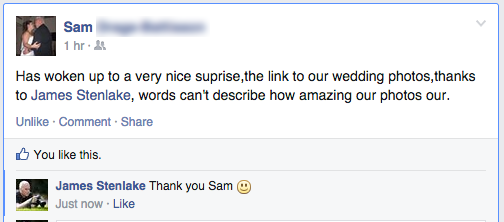 Hinchingbrooke House Wedding Feedback from 1st Class Wedding Photography Facebook Page