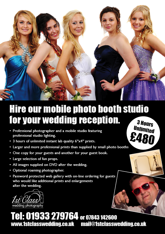 Wedding photo booth – mobile studio with unlimited prints for you wedding reception.