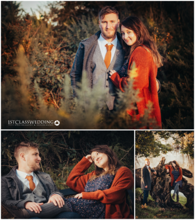 Couple's autumnal engagement photo session.