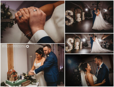 Wedding couple's special moments collage.