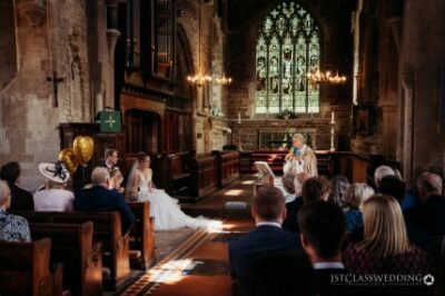 Wedding ceremony inside a traditional church.