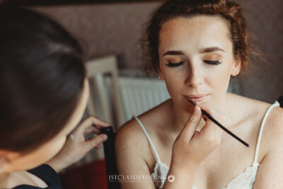 Bridal makeup application in progress