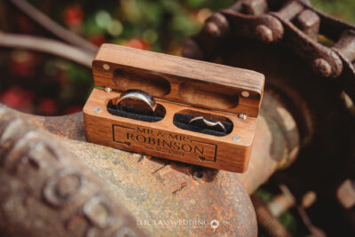 Personalised wedding ring box for Mr & Mrs Robinson.
